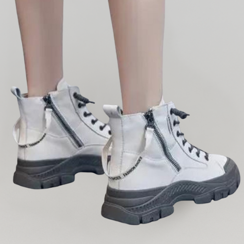 MiaVendi | Women High Top Side Zip Sneakers Casual Style