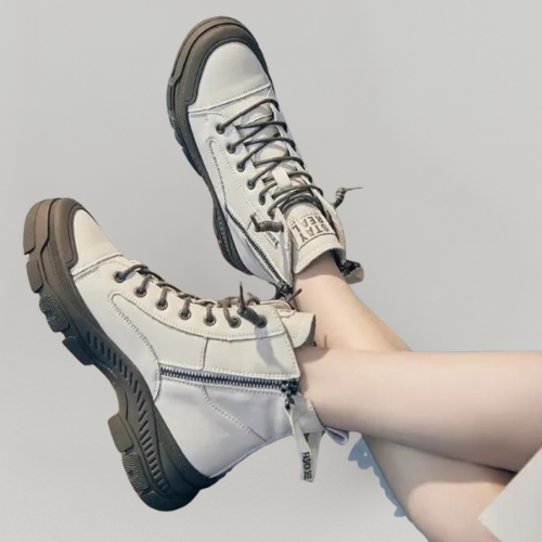 MiaVendi | Women High Top Side Zip Sneakers Casual Style