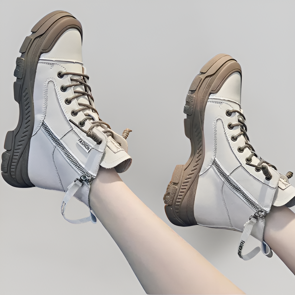 MiaVendi | Women High Top Side Zip Sneakers Casual Style