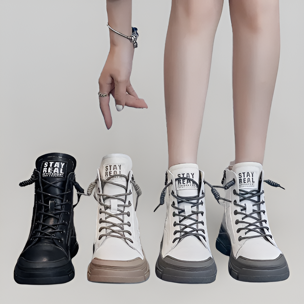 MiaVendi | Women High Top Side Zip Sneakers Casual Style