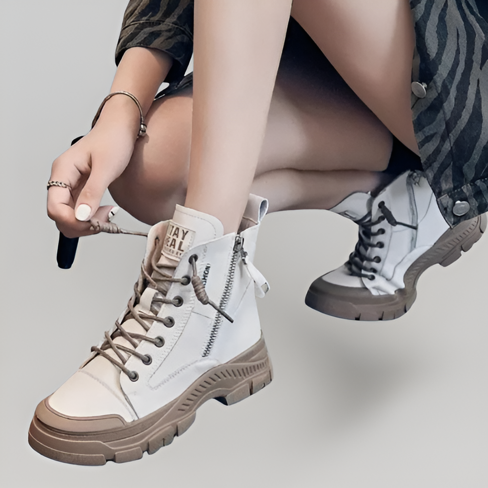 MiaVendi | Women High Top Side Zip Sneakers Casual Style