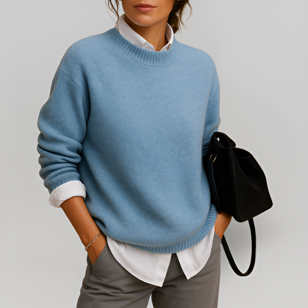 MiaVendi | Women's Wool Jumper Minimalist Crewneck Top