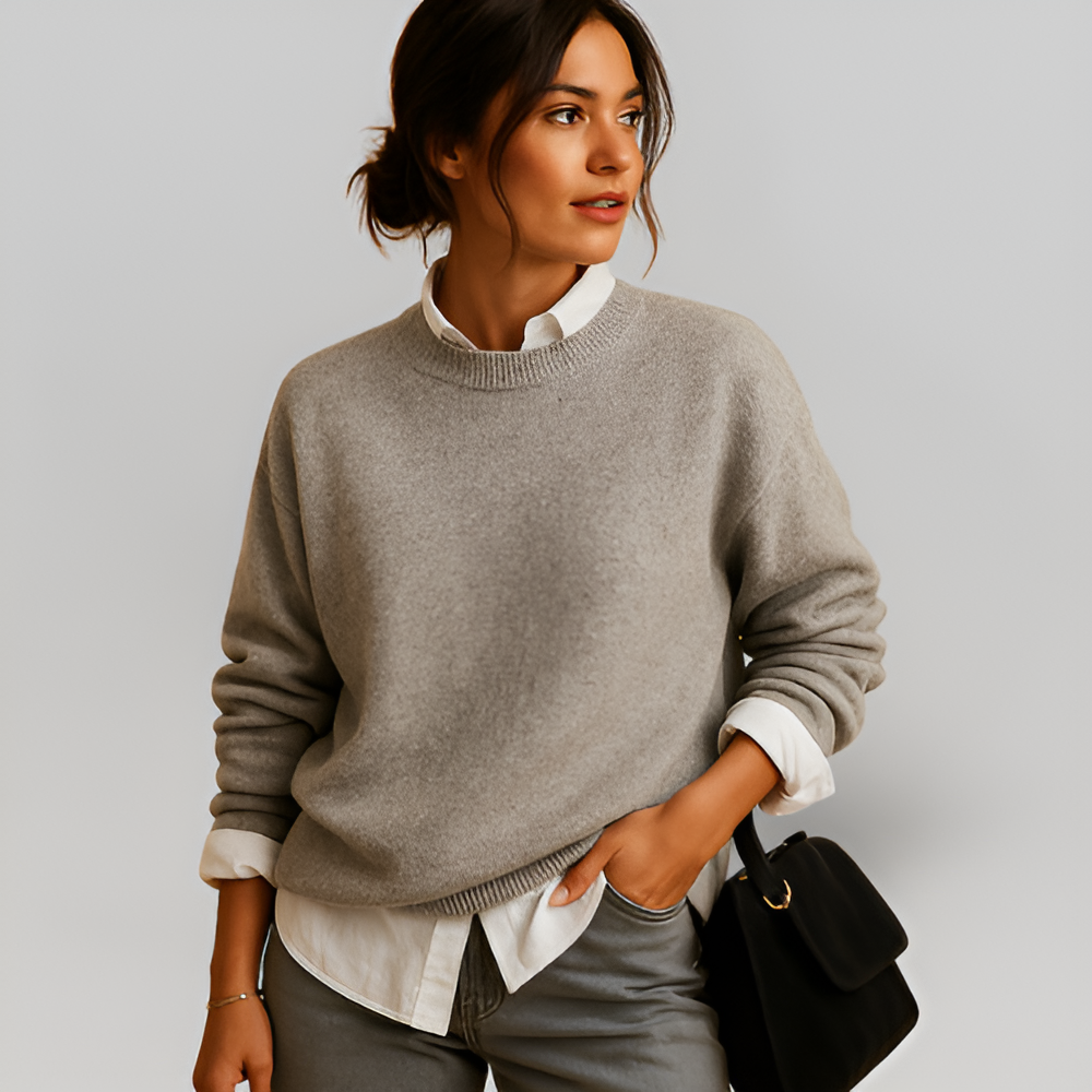 MiaVendi | Women's Wool Jumper Minimalist Crewneck Top