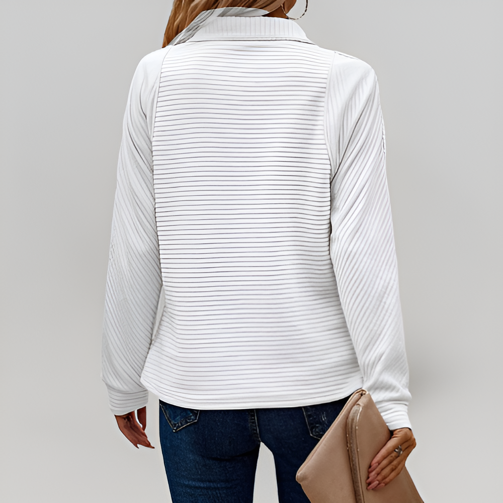 MiaVendi | Women Ribbed Half Zip Jumper Relaxed Fit