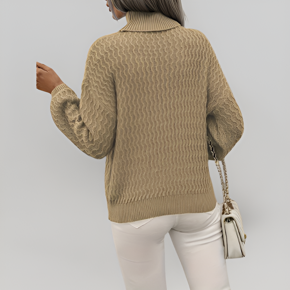 MiaVendi | Textured Roll Neck Knit Sweater For Women