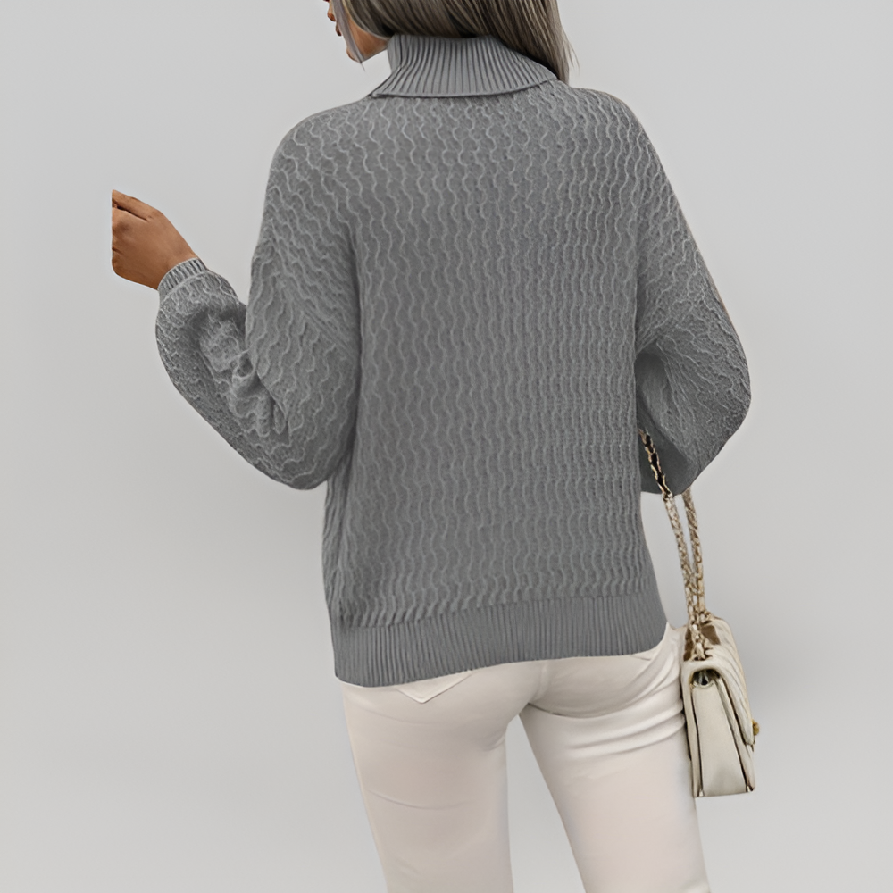 MiaVendi | Textured Roll Neck Knit Sweater For Women