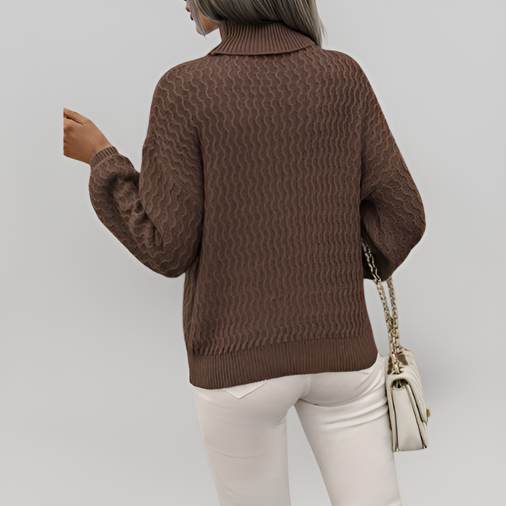 MiaVendi | Textured Roll Neck Knit Sweater For Women