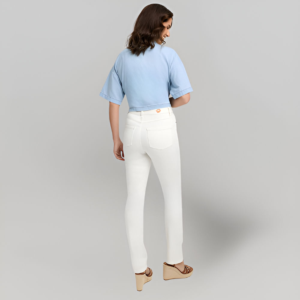 MiaVendi | White High Waisted Straight Leg Jeans Women
