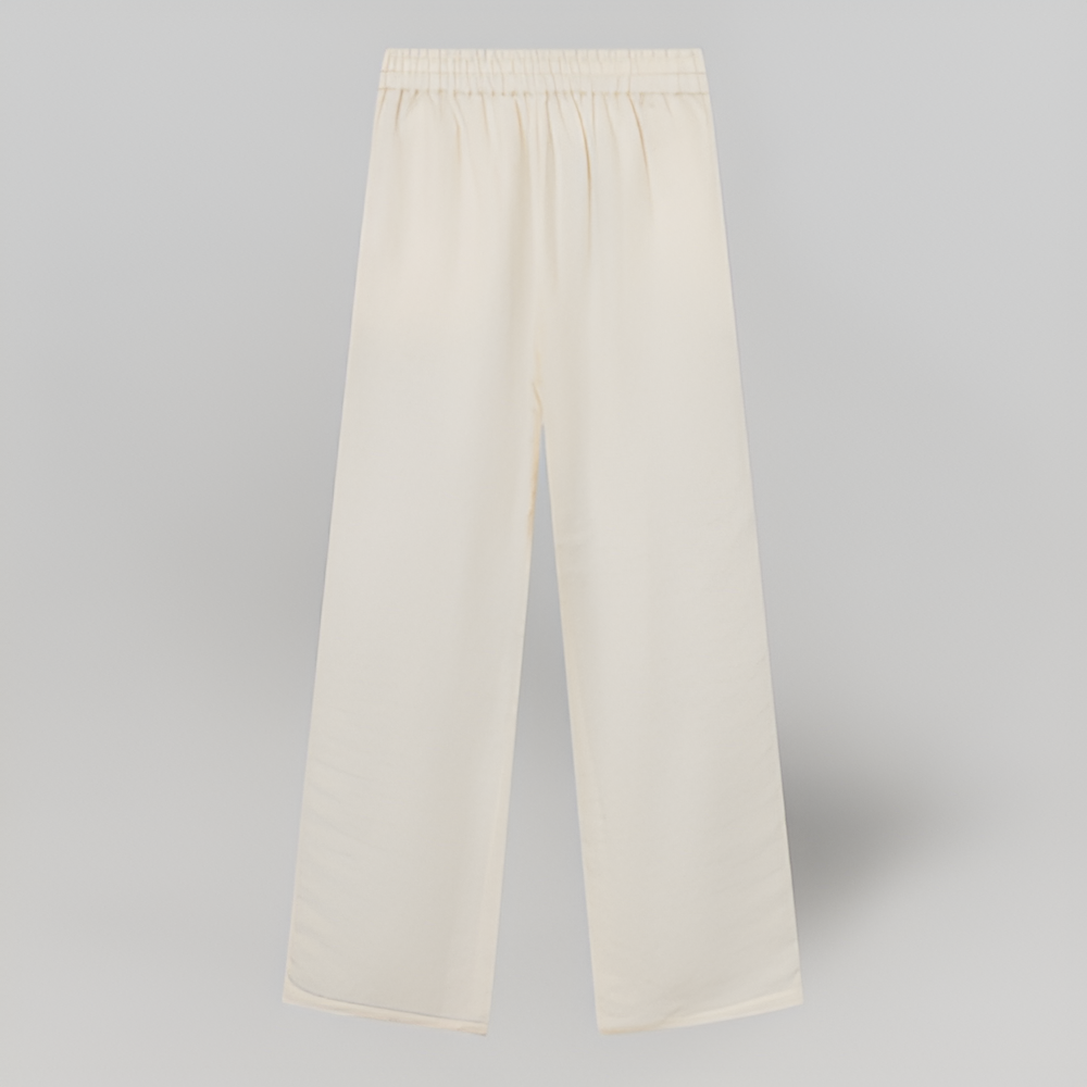 MiaVendi | Linen Blend Elastic Waist Straight Pants