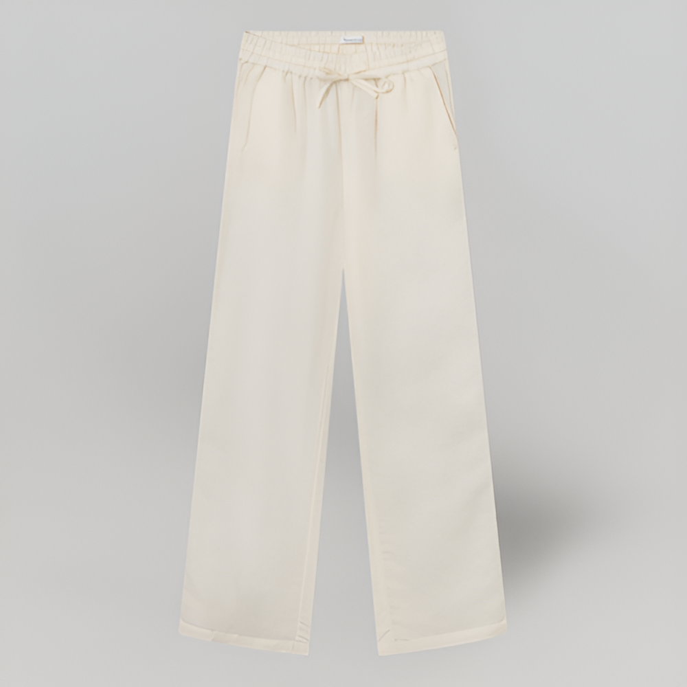 MiaVendi | Linen Blend Elastic Waist Straight Pants